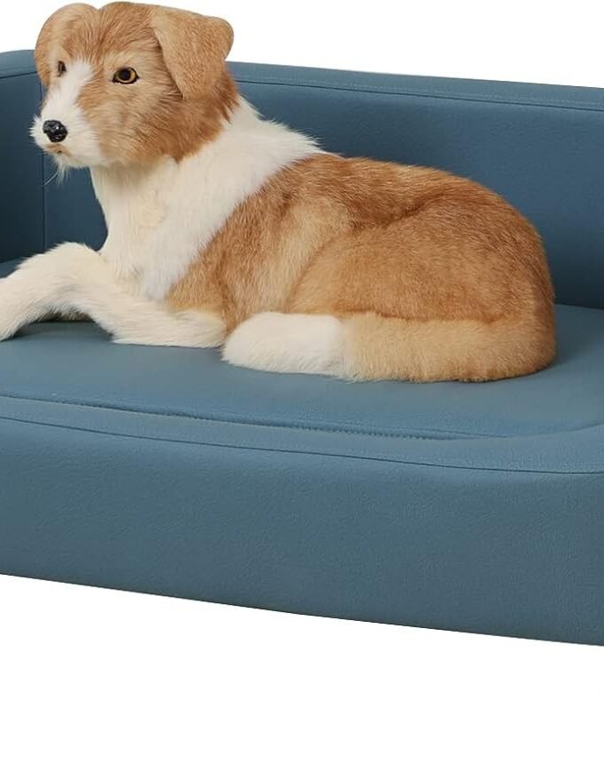Dog Bed/Pet Sofa Bed Technology Cloth Medium-Large Pet Sleeping Couch High Wood Leg Animal Bed Sofa (Blue)