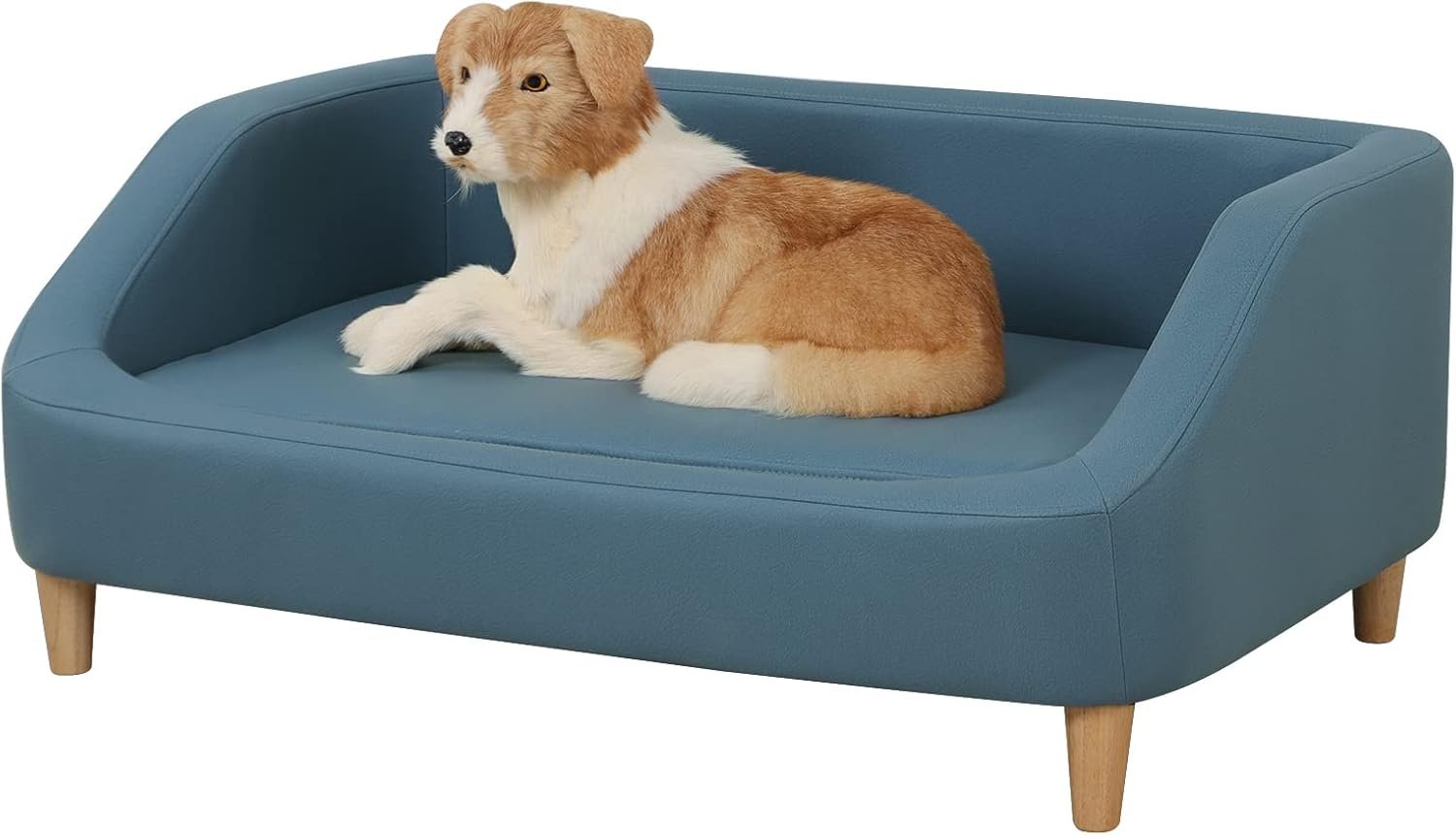 Dog Bed/Pet Sofa Bed Technology Cloth Medium-Large Pet Sleeping Couch High Wood Leg Animal Bed Sofa (Blue)