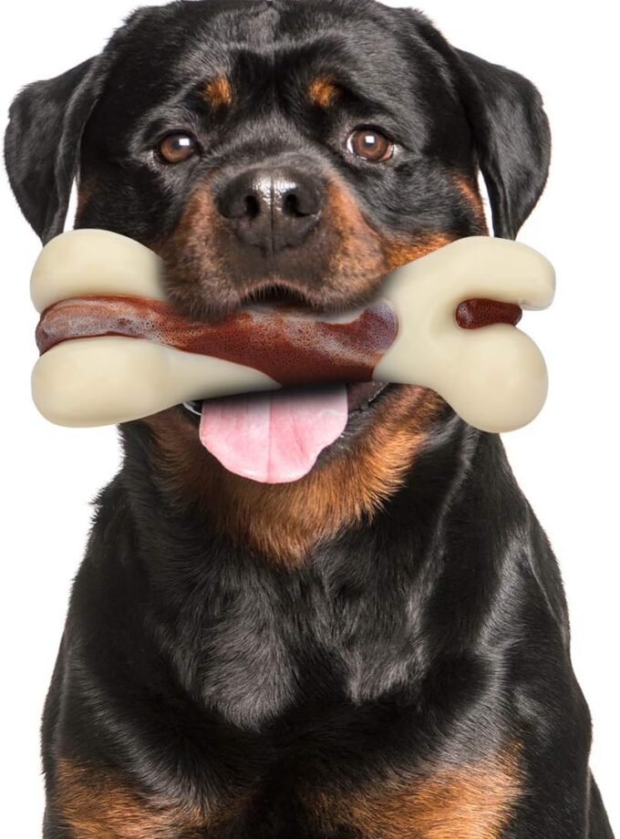 Dog Chew Toys for Aggressive Chewers, Beef Flavor Durable Teething Bones for Large/Medium/Small Puppies