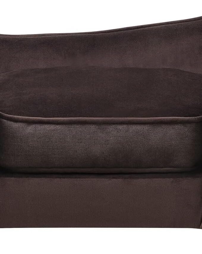 Pet Sofa Bed, Velvet & Linen Fabric Pet Couch Chair with Removeable & Washable Cushion for Small Dogs Cats (brown)