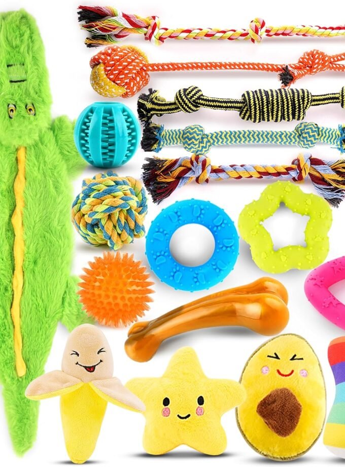 Puppy Toys 21 Pack, Small Dog Chew Toys with Rope Toys for Teething Pet Cute Squeak Toy with Treating Ball for Puppy, Small Dogs